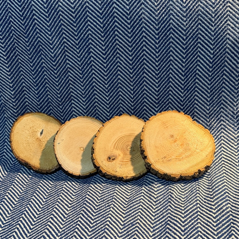 Natural Wood Slice Coasters - Set of 4
